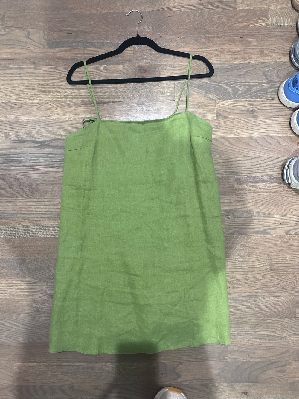 Reformation Green Linen Mini Slip Dress